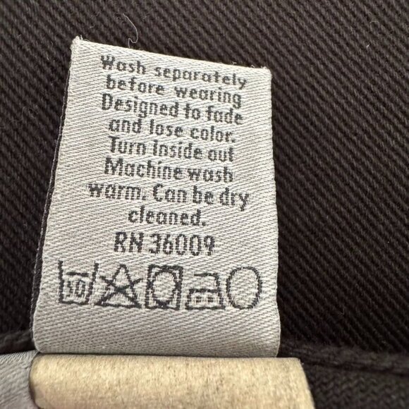 90s Vintage Calvin Klein Blackest Black Silver Tone Button Fly Straight Jeans - Picture 12 of 12